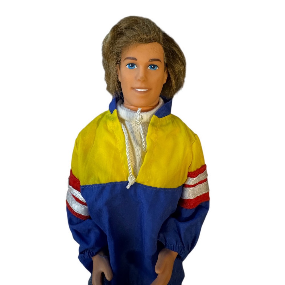 Vintage 1968 Ken Doll Mattel Blue Yellow Red Windbreaker Jacket & Shorts Outfit - Picture 2 of 5